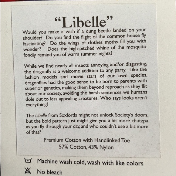 NWT SoxFords Men’s/Woman’s Socks “Libelle” Dragonflies - Picture 6 of 7